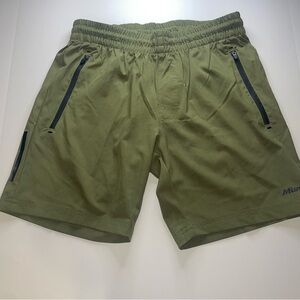 Mitre Athletic Shorts Mens Green  Pockets Drawstring Workout Active Size Small